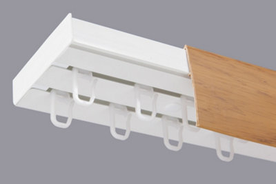  - Double Curtain Ceiling Rail Track Pcv 150 Cm (L) Hooks + Alder Cover