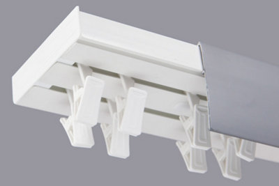  - Double Curtain Ceiling Rail Track Pcv 150 Cm (L) Clips + Silver Cover