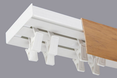  - Double Curtain Ceiling Rail Track Pcv 120 Cm (L) Clips + Alder Cover