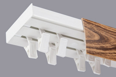  - Double Curtain Ceiling Rail Track Pcv 150 Cm (L) Clips + Oak Cover