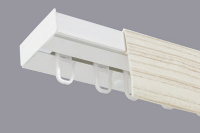  - Single Curtain Ceiling Rail Track Pcv 300 Cm (L) Hooks + Bleached Cover