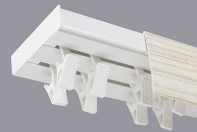  - Double Curtain Ceiling Rail Track Pcv 150 Cm (L) Clips + Bleached Cover