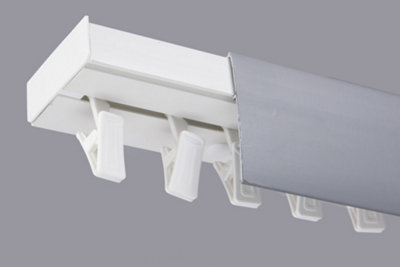  - Single Curtain Ceiling Rail Track Pcv 150 Cm (L) Clips + Silver Cover