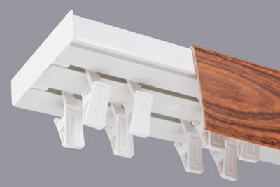  - Double Curtain Ceiling Rail Track Pcv 150 Cm (L) Clips + Cherry Cover