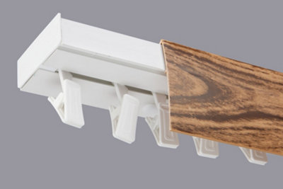  - Single Curtain Ceiling Rail Track Pcv 300 Cm (L) Clips + Oak Cover