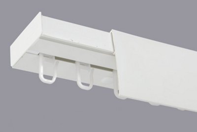  - Single Curtain Ceiling Rail Track Pcv 200 Cm (L) Hooks + White Cover