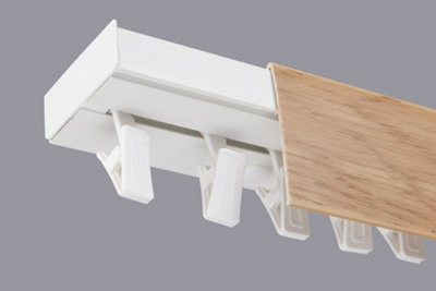  - Single Curtain Ceiling Rail Track Pcv 150 Cm (L) Clips + Light Oak Cover