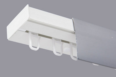  - Single Curtain Ceiling Rail Track Pcv 300 Cm (L) Hooks + Silver Cover