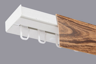  - Single Curtain Ceiling Rail Track Pcv 200 Cm (L) Hooks + Oak Cover