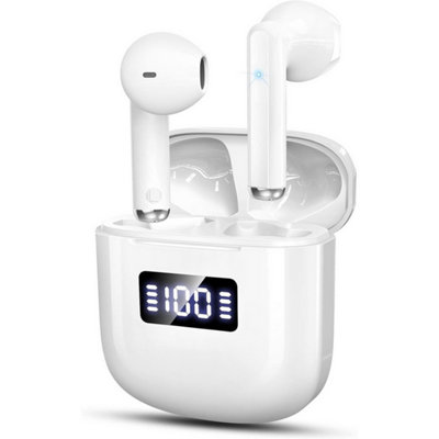 Accessotech White Bluetooth Wireless Earbuds Enc Noise Cancelling With Charging Case