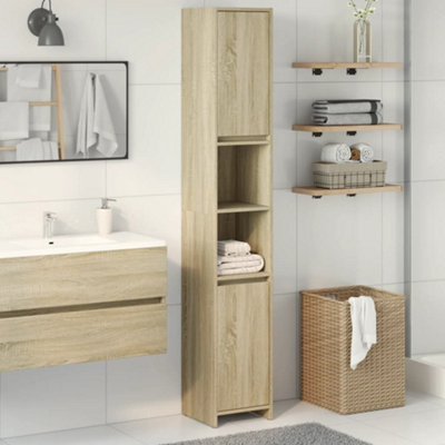 Berkfield Bathroom Cabinet Sonoma Oak 30X30x183.5 Cm Engineered Wood
