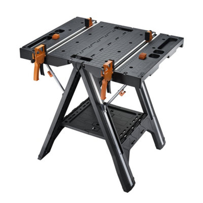 Worx Wx051 Pegasus Multifunction Work Table And Sawhorse With Quick Clamps And Holding Pegs, Black - Image 4