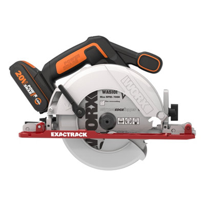 Worx 20V Exactrack 165mm Circular Saw With 1X 2.0Ah Battery And Charger Wx530 from B&Q