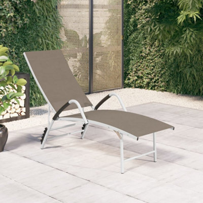 Berkfield Sun Lounger Textilene And Aluminium Taupe from B&Q