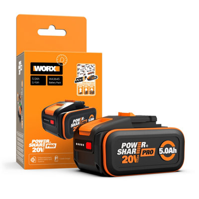 Worx 20V 5.0Ah Li-Ion Battery Wa3645 from B&Q
