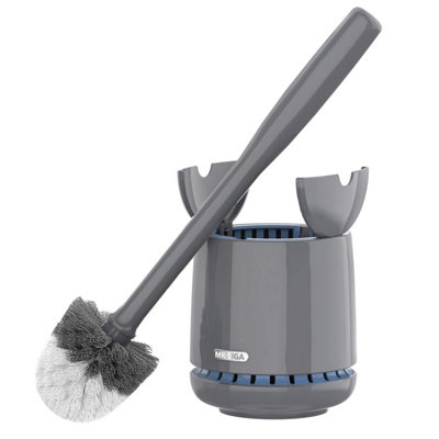  - Mr.siga Toilet Bowl Brush And HolderQualityWith Solid Handle Durable Bristles For Bathroom CleaningGray1 Pack