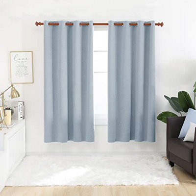 Deconovo Blue Faux Linen 100% Blackout Curtains, Eyelet Noise Reducing Curtains For Bedroom, 52 X 72 Inch(W , Baby Panels Size 2