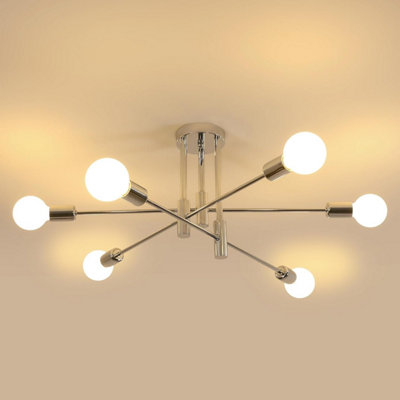 Riserva Ceiling Light Modern6 Lights Sputnik ChromeE 27 Chandelier Industrial Metal For BedroomDining RoomLiving Kitchen from B&Q