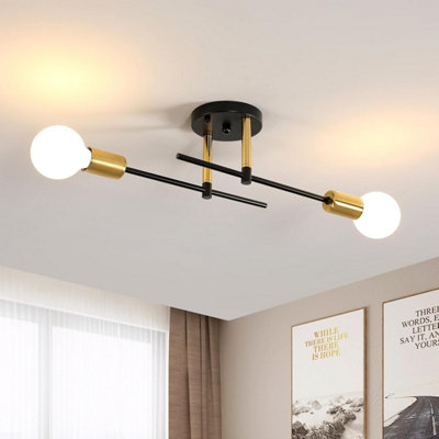 Riserva Chandelier IndustrialE 27 Semi-Flush Mount Ceiling LampBlack Modern Sputnik Light For Living RoomBedroomKitchen from B&Q