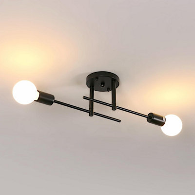Riserva Modern Ceiling LampE 27 Sputnik Light Adjustable Semi-Flush Mount2-Light Chandelier Black For Living RoomHallway from B&Q