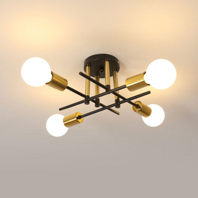 Riserva Sputnik Ceiling LightE 27 4 Lights Industrial Chandelier GoldDecorative Vintage Metal Lamp For BedroomLiving Room from B&Q
