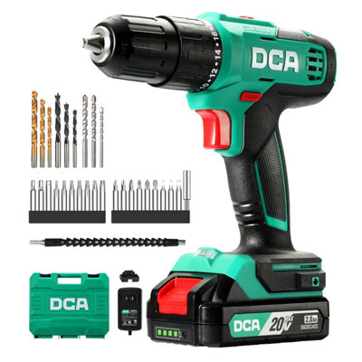  - Dca 20 V Cordless Hammer Drill Set40 N.m Torque13 mm Keyless Chuck22500 Ipm2 Variable Speeds18+1+1 PositionPower