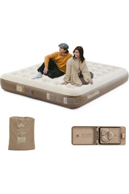 HexGuard - Inflatable Double Bed - Built-in Pump - Size 3 - Brown - Image 6