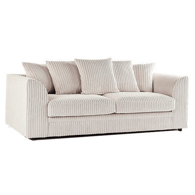  - Jumbo Cord Sofa Cream 3 Seater Scatterback