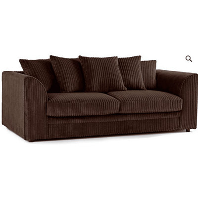  - Jumbo Cord Chocolate 3 Seater Scatterback