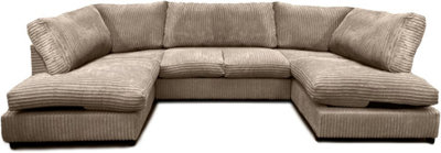 Aspen Full Back 6 Seater U Shaped Corner Jumbo Cord Fabric Sofa Coffee from B&Q