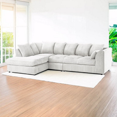 Palmas Jumbo Cord Fabric 5 Seater Left Hand Facing Corner Sofa Mink from B&Q