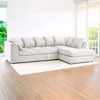 Palmas Jumbo Cord Fabric 5 Seater Right Hand Facing Corner Sofa Mink from B&Q