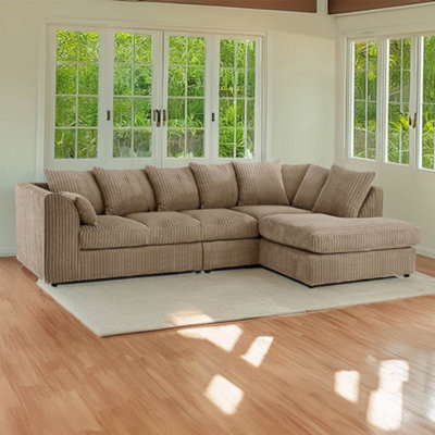 Palmas Jumbo Cord Fabric 5 Seater Right Hand Facing Corner Sofa Coffee from B&Q