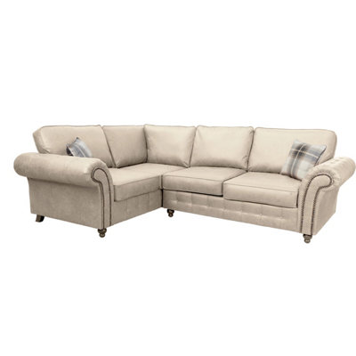 Oakland Suede Leather 1C2 Corner Sofa Marble from B&Q