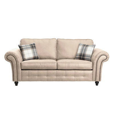 Oakland Suede Leather 3 Seater Sofa Marble from B&Q