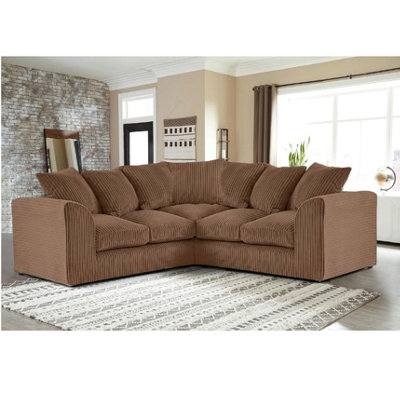 Jumbo Cord Scatter Back 2C2 Corner Sofa Coffee from B&Q