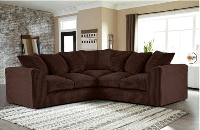 Jumbo Cord Scatter Back 2C2 Corner Sofa Chocolate from B&Q