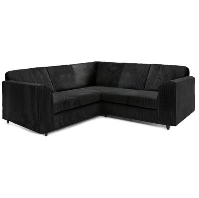 Jumbo Cord Full Back 2C2 Corner Sofa Black from B&Q
