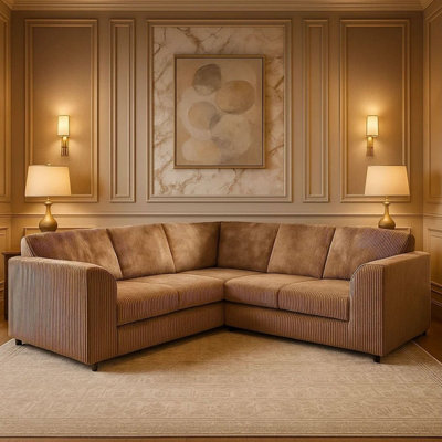 Jumbo Cord Full Back 2C2 Corner Sofa Coffee from B&Q