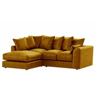 Plush Velvet 4 Seater Left Hand Corner Sofa Gold from B&Q