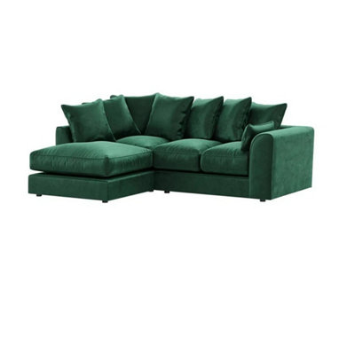 Plush Velvet 4 Seater Left Hand Corner Sofa Green from B&Q