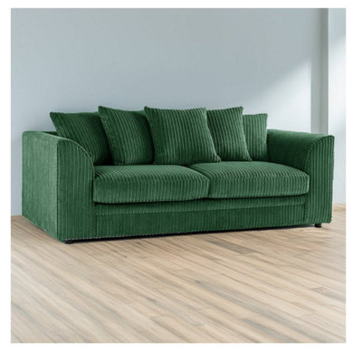 Hannah Jumbo Cord 3 Seater Sofa Green from B&Q