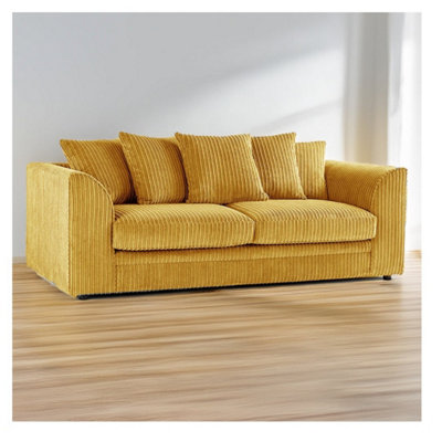 Hannah Jumbo Cord 3 Seater Sofa Mustard from B&Q