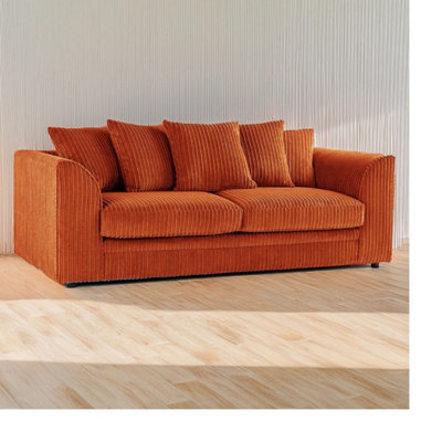 Hannah Jumbo Cord 3 Seater Sofa Orange from B&Q