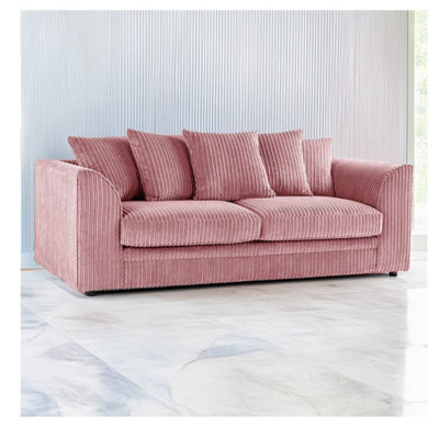 Hannah Jumbo Cord 3 Seater Sofa Pink from B&Q
