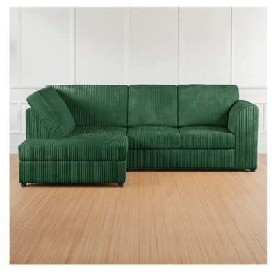 Hannah Jumbo Cord Full Back 4 Seater Left Hand Facing Corner Sofa Green from B&Q