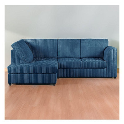 Hannah Jumbo Cord Full Back 4 Seater Left Hand Facing Corner Sofa Marine Blue from B&Q