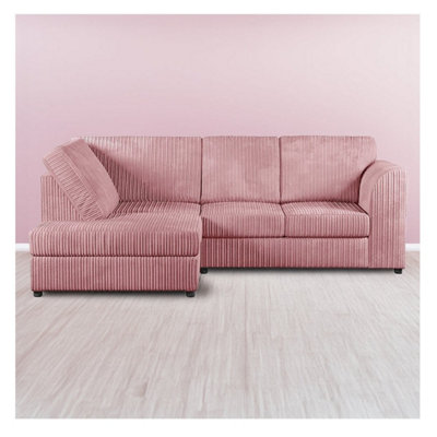Hannah Jumbo Cord Full Back 4 Seater Left Hand Facing Corner Sofa Pink from B&Q