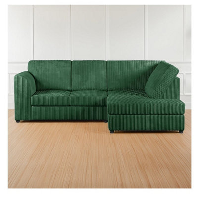 Hannah Jumbo Cord Full Back 4 Seater Right Hand Facing Corner Sofa Green from B&Q