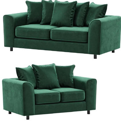 Plush Velvet 3+2 Seater Sofa Set Green from B&Q